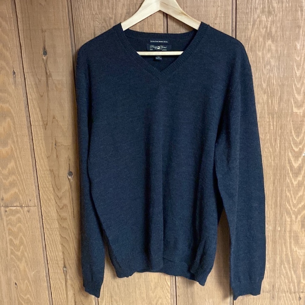 Pronto‎ Uomo EST 1971 Extra Fine Marino Wool men’s v-neck sweater size XL